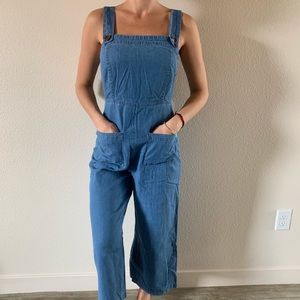 Crop denim jumpsuit
